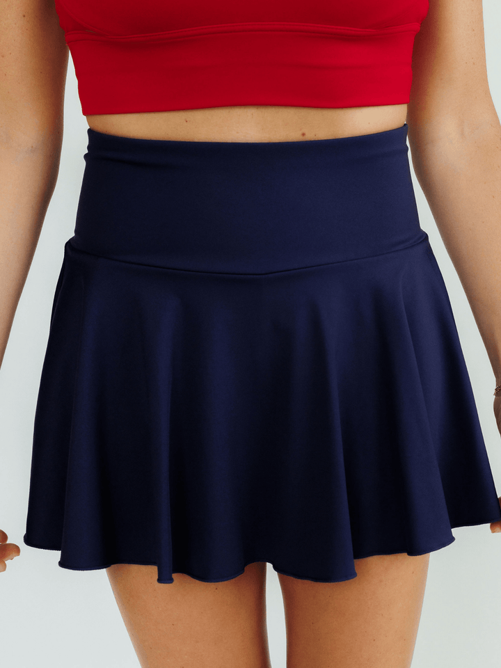 Navy Blue "Kenzie" Active Skirt with Shorts Liner