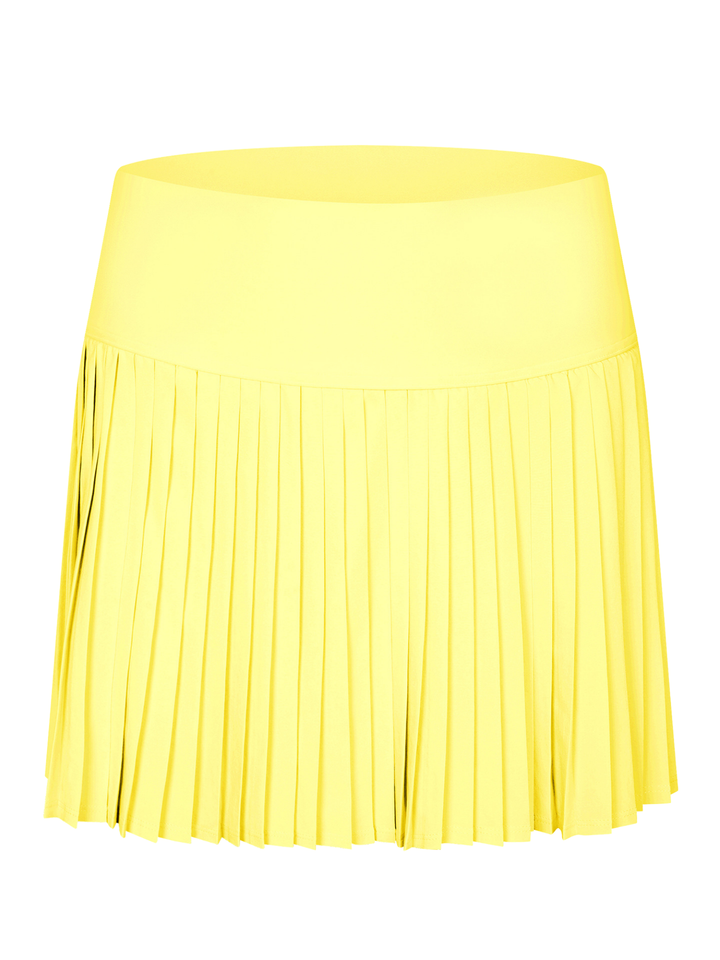 Sunbeam Yellow "Maddie" Full Pleat Active Skirt with Pockets in Shorts Liner