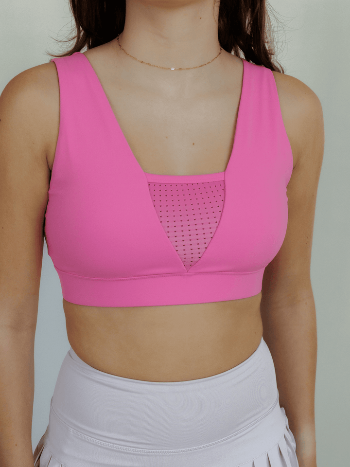 Doll Pink "Jessie" Mesh Vee Sports Bra