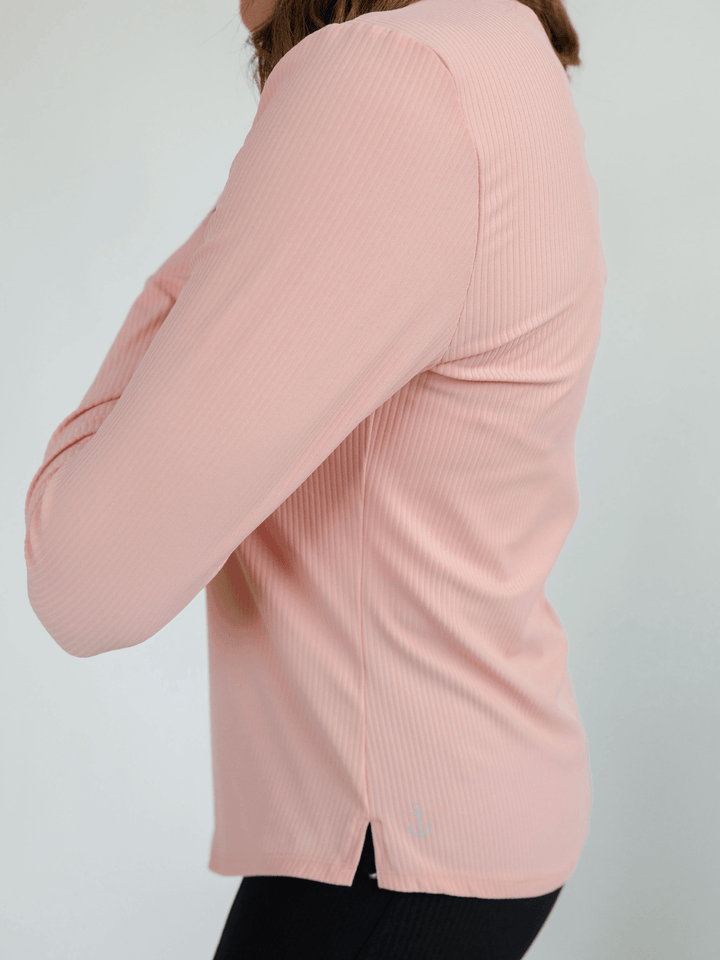 Dewdrop Pink "Allie" Slim Fit Henley Long Sleeve