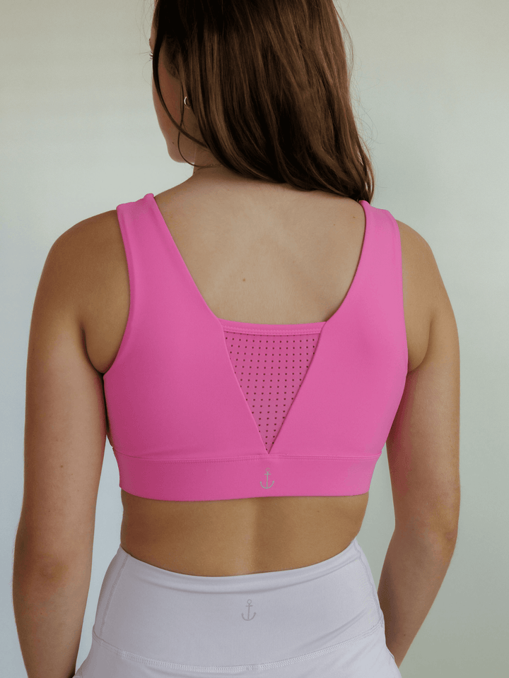 Doll Pink "Jessie" Mesh Vee Sports Bra