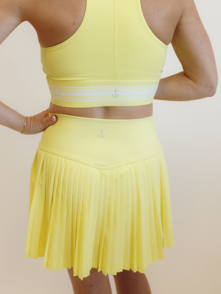 Sunbeam Yellow "Maddie" Full Pleat Active Skirt with Pockets in Shorts Liner