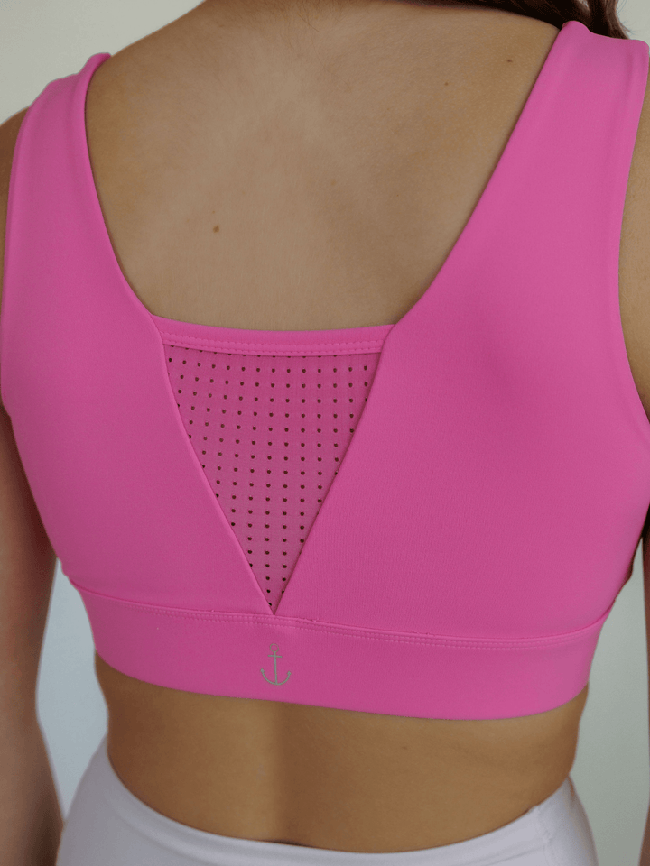 Doll Pink "Jessie" Mesh Vee Sports Bra