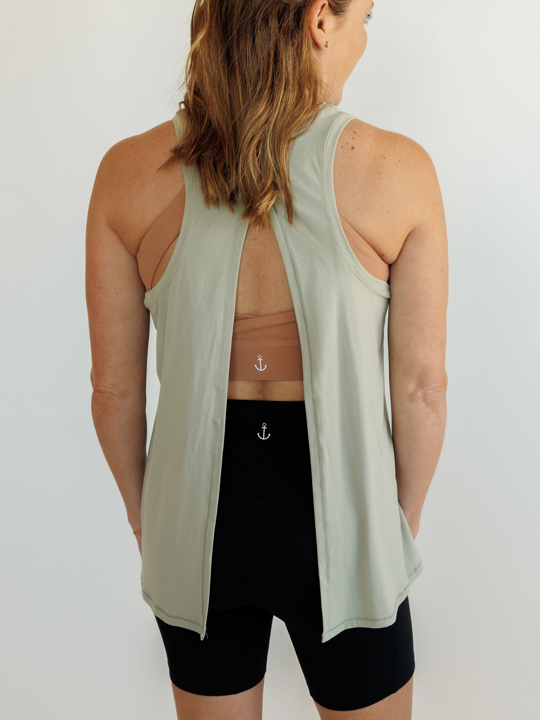 Olive Green "Luna" Luxe Blend Tie Back Tank