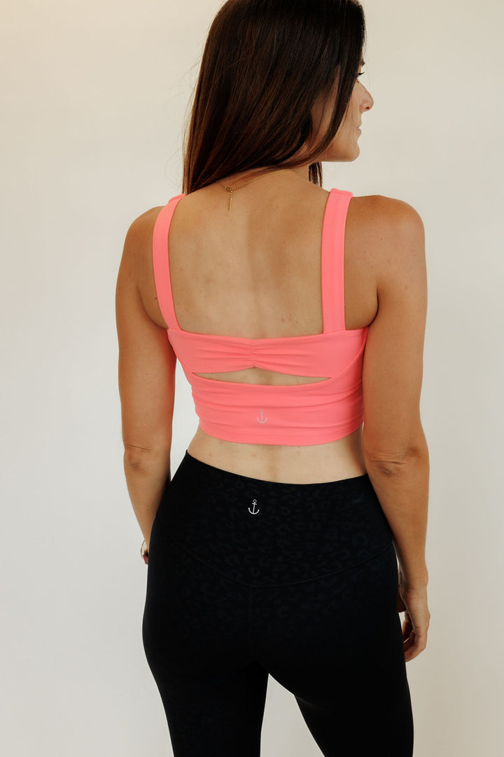 Cherry Blossom Pink "Brielle" Fixed Pads Longline Bra