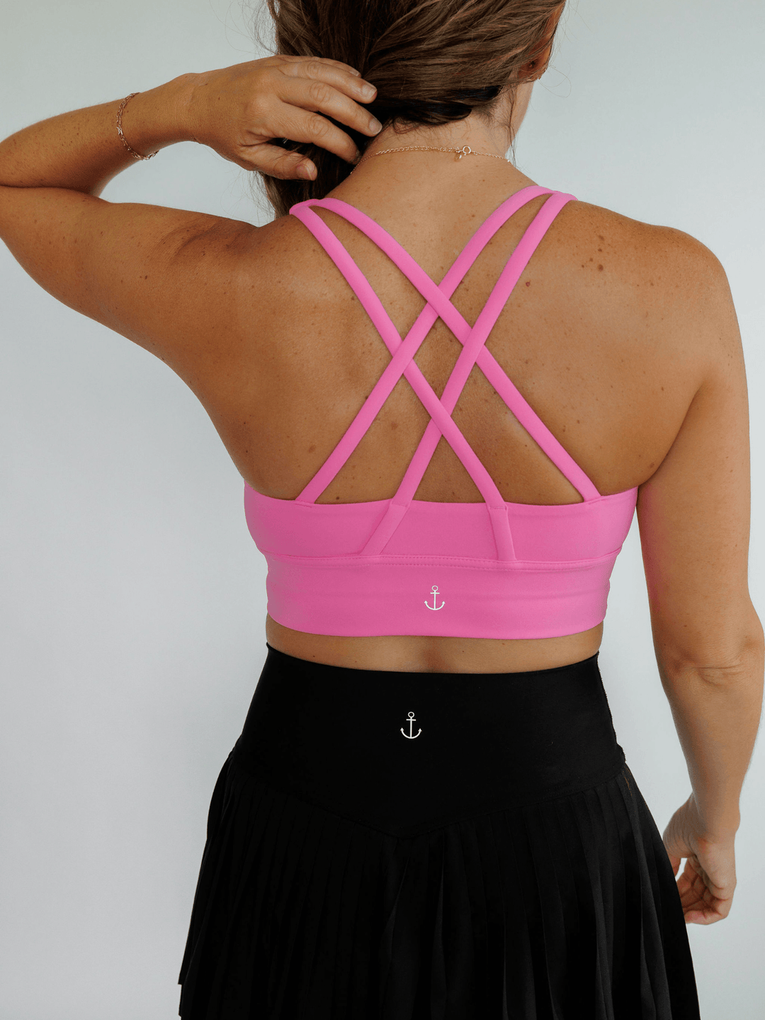 Amelia Strappy Back Bra in Doll Pink - Navalora Fit Sports Bra-Additional Back View