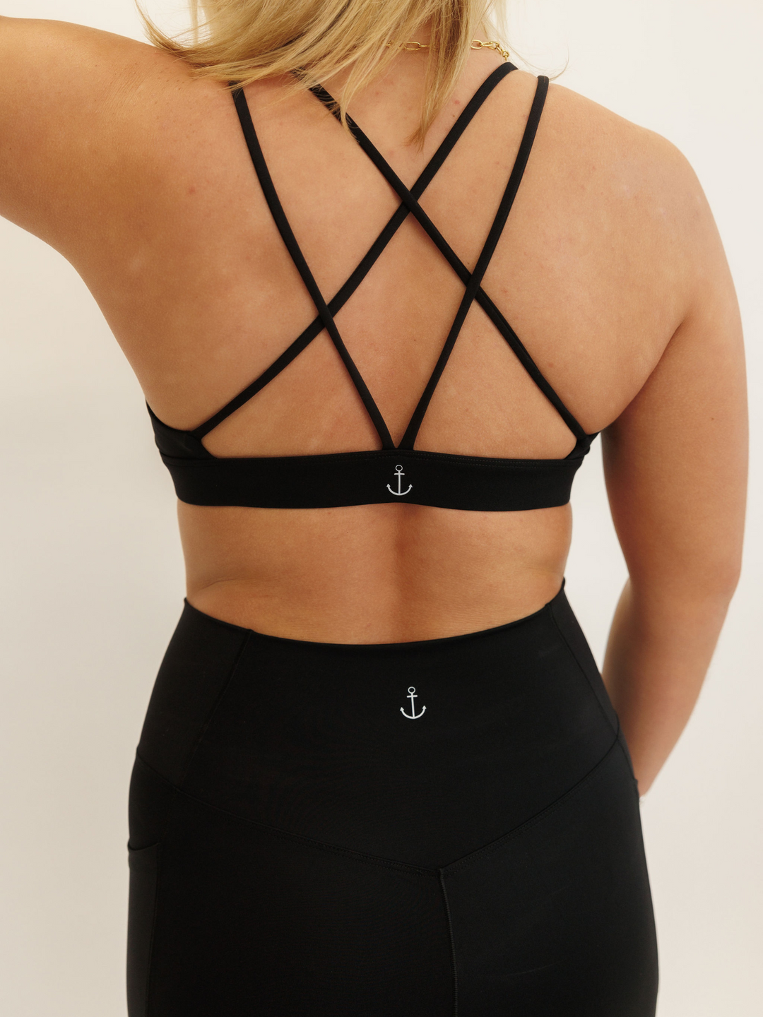 Black Marina Bra Back Featuring Signature Anchor Logo