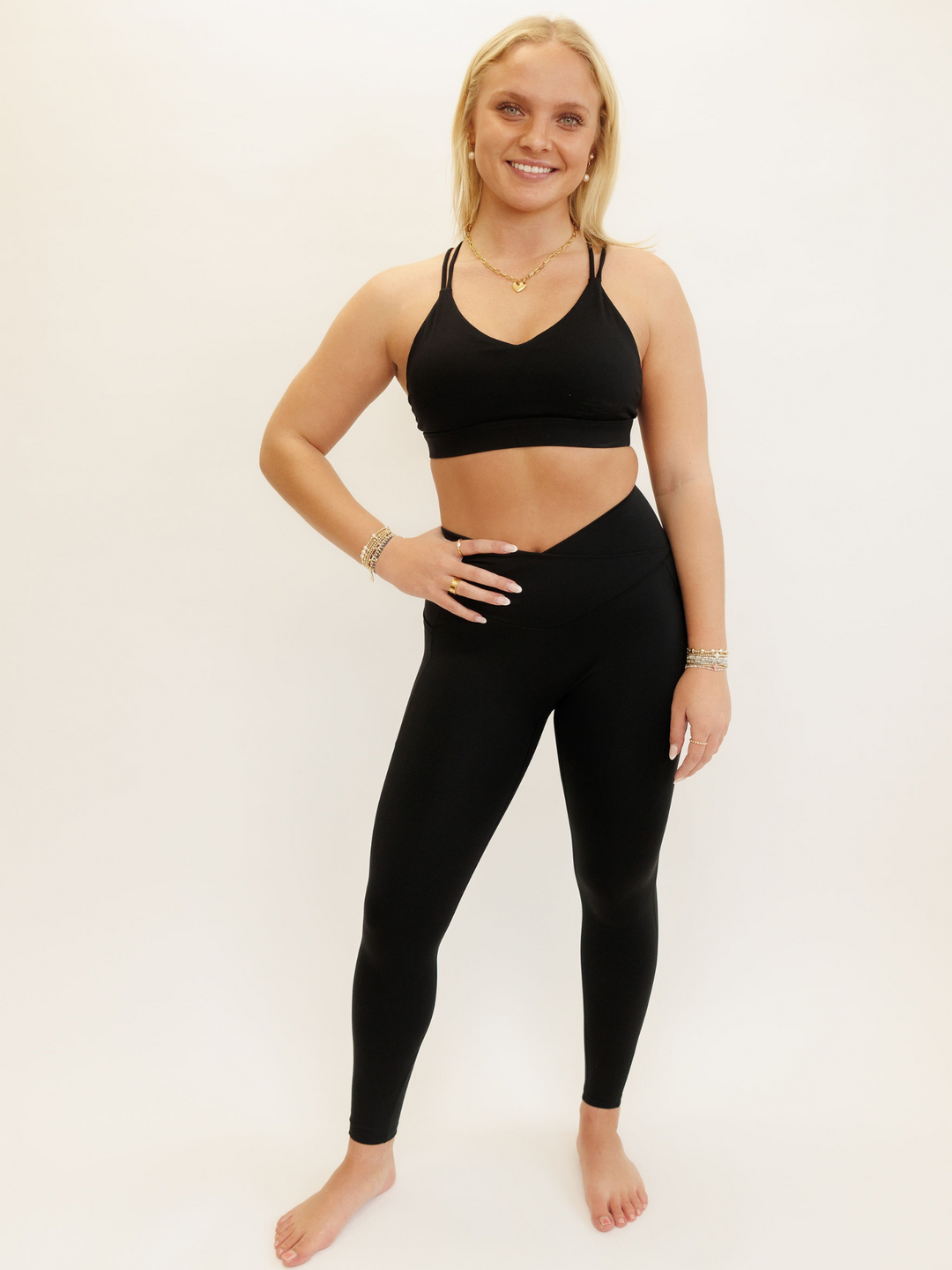 Black Marina Bra Paired with Sloan Leggings