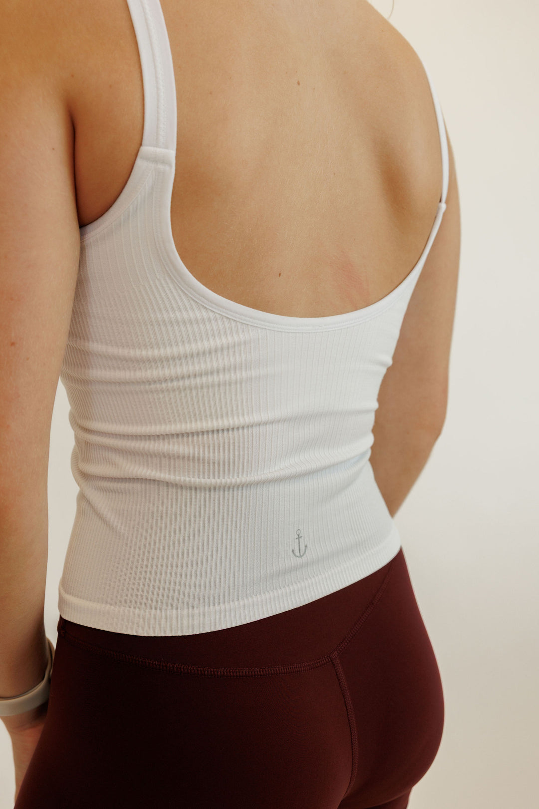 Bright White "Blake" Ribbed Tank with Built in Support and Removable Pads