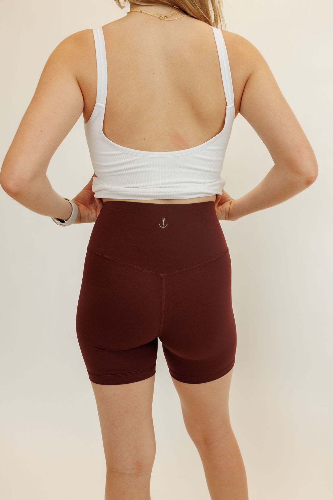 Red Merlot “Mia" Comfort High Rise Quick Dry Second Skin Shorts