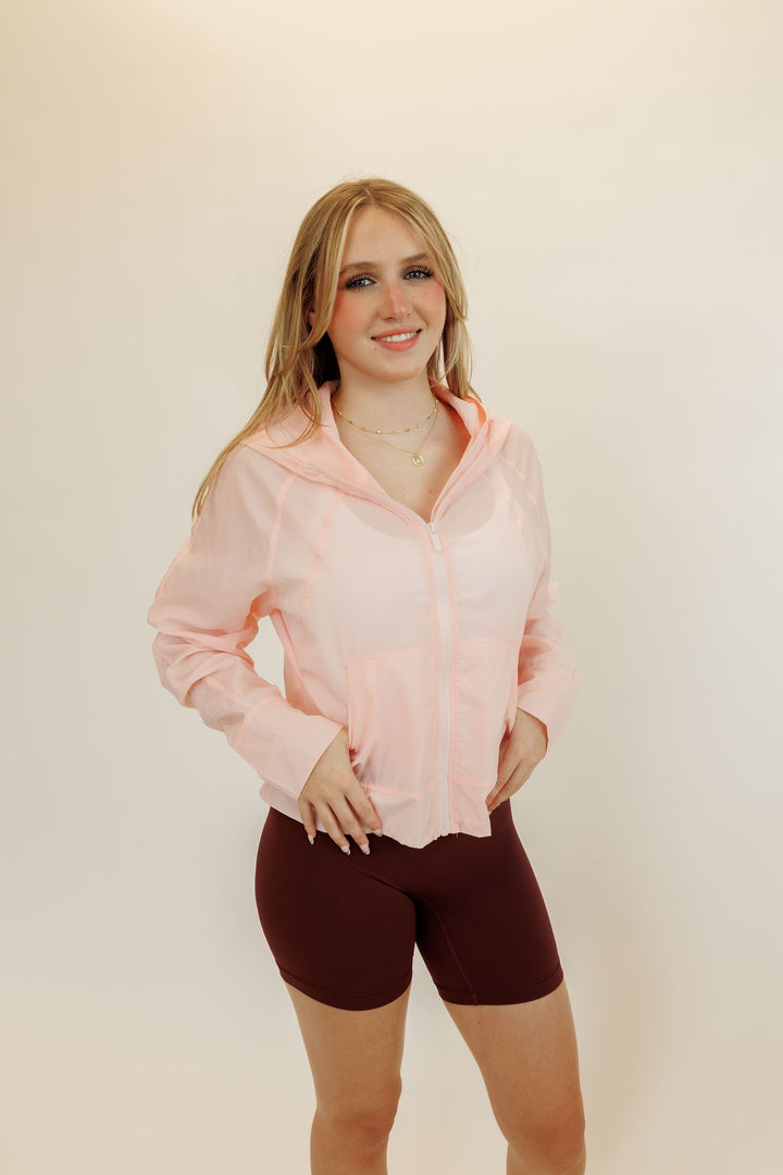 Strawberry Milkshake "Sarai" Lightweight Water Resistant Full Zip Hooded Jacket with SPF50