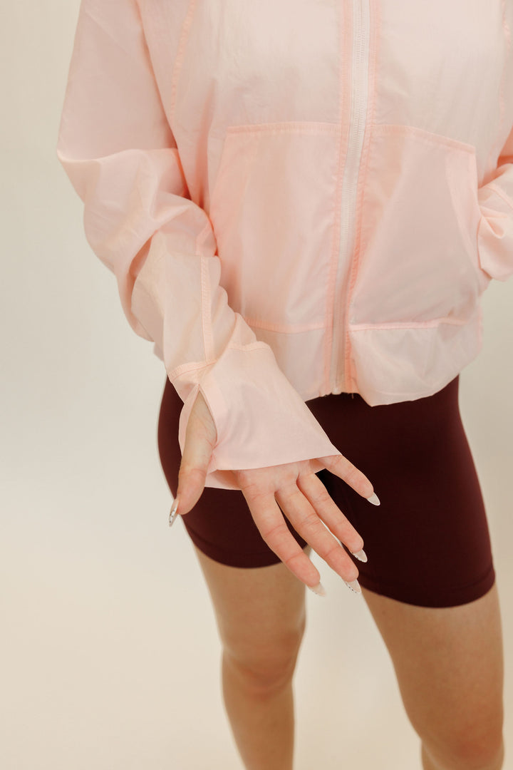 Strawberry Milkshake "Sarai" Lightweight Water Resistant Full Zip Hooded Jacket with SPF50