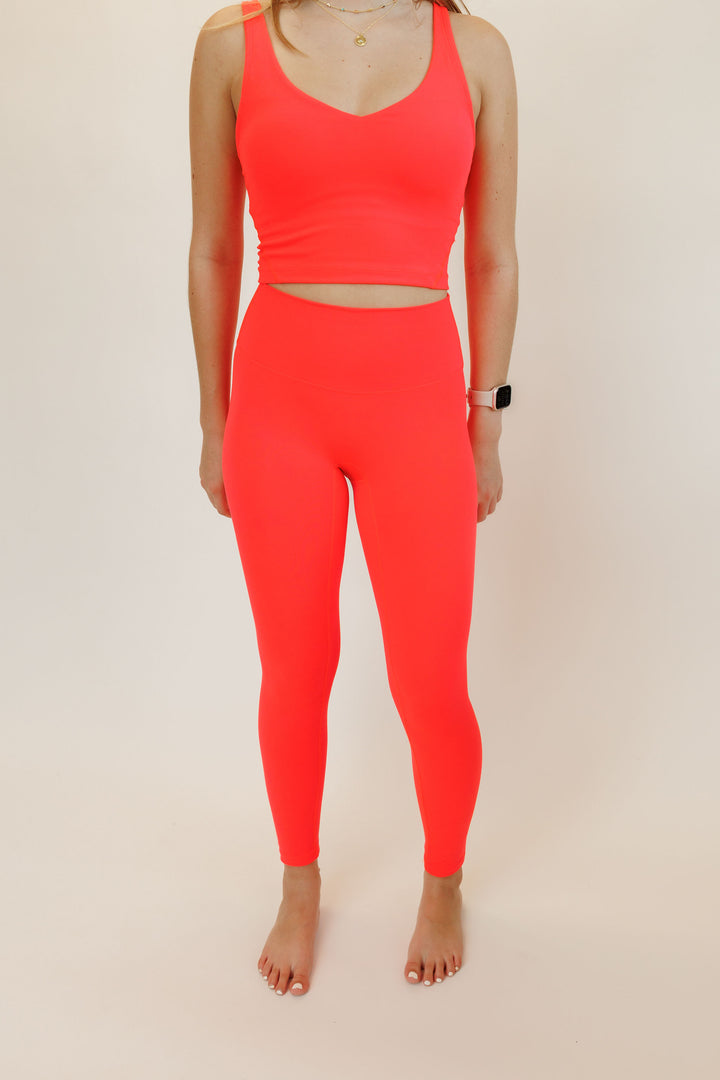Neon Coral "Mia" Luxe and Lift High Rise Leggings