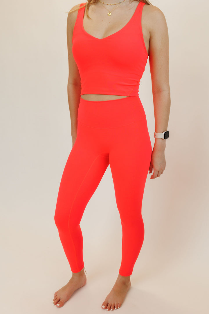 Neon Coral "Mia" Luxe and Lift High Rise Leggings