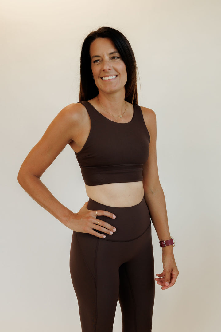 Espresso Brown "Victoria" Square Back Sports Bra