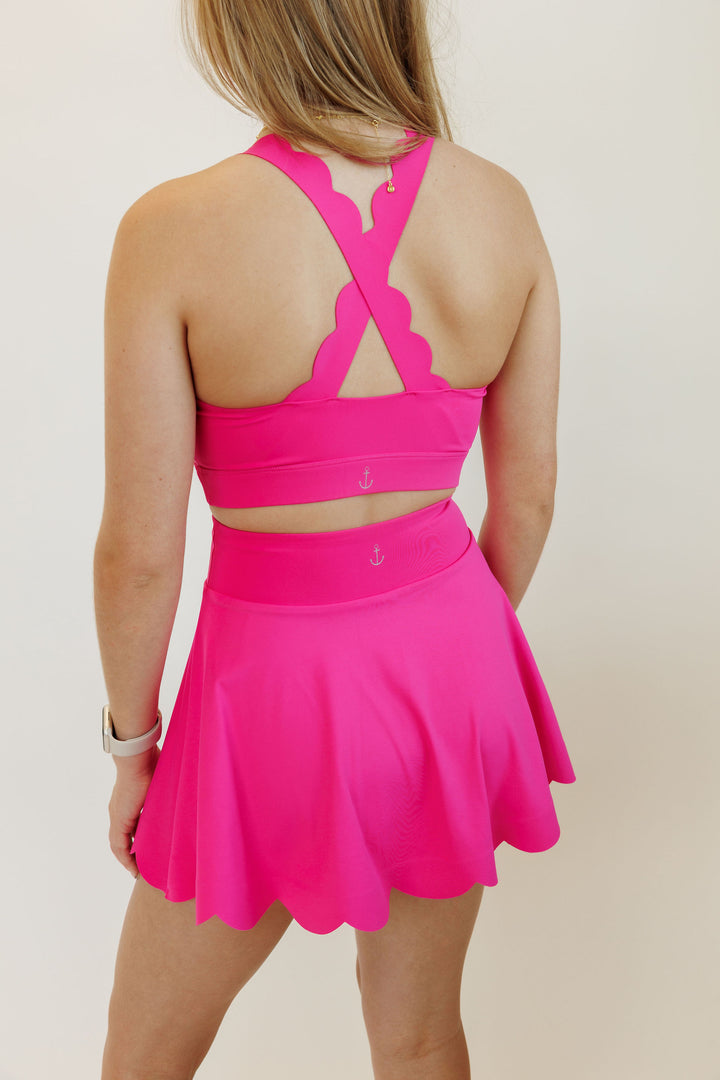 Rose Pink "Scarlett" Scallop  Criss Cross Sports Bra