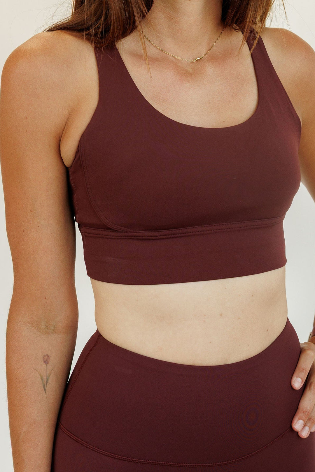 Red Merlot "Amelia" Strappy Back Sports Bra