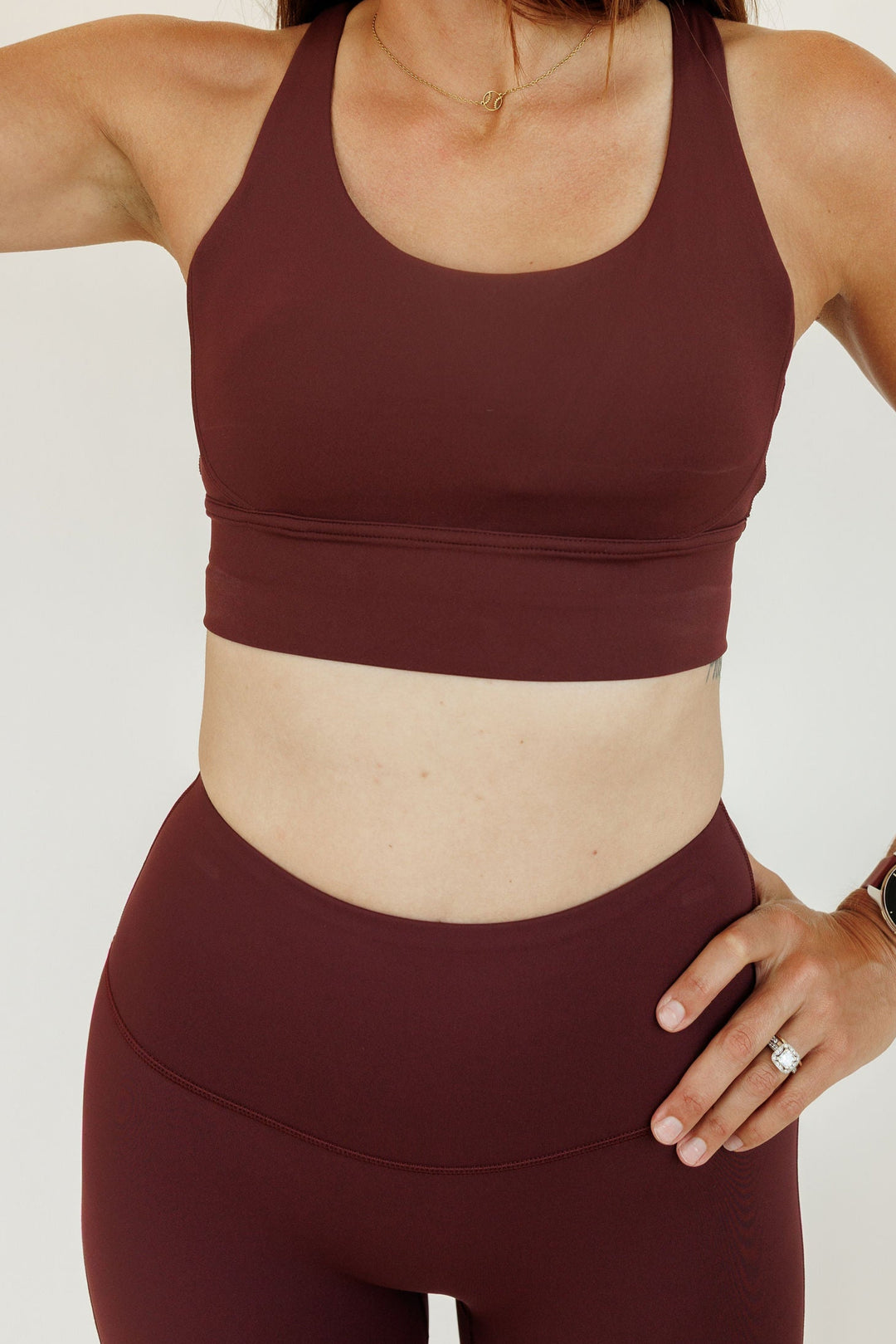 Red Merlot "Amelia" Strappy Back Sports Bra