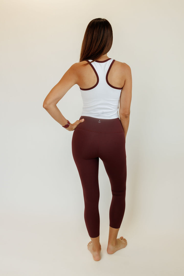 White and Red Merlot "Piper" Racerback Bra Tank with Removable Pads