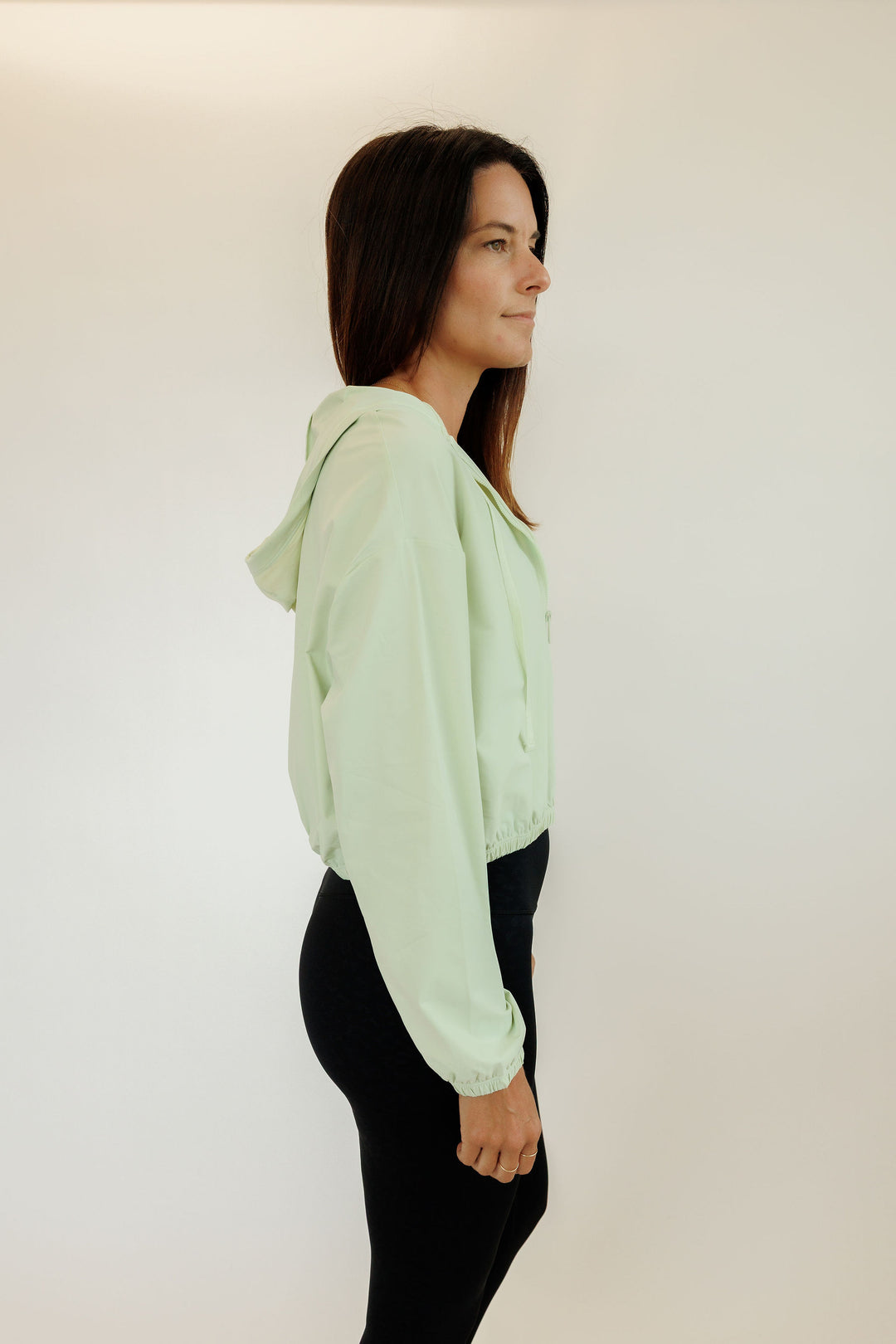 Mint Green "Isla" Lightweight Drawstring Hooded Full Zip Jacket
