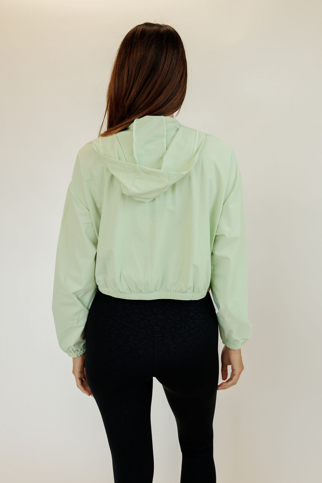 Mint Green "Isla" Lightweight Drawstring Hooded Full Zip Jacket