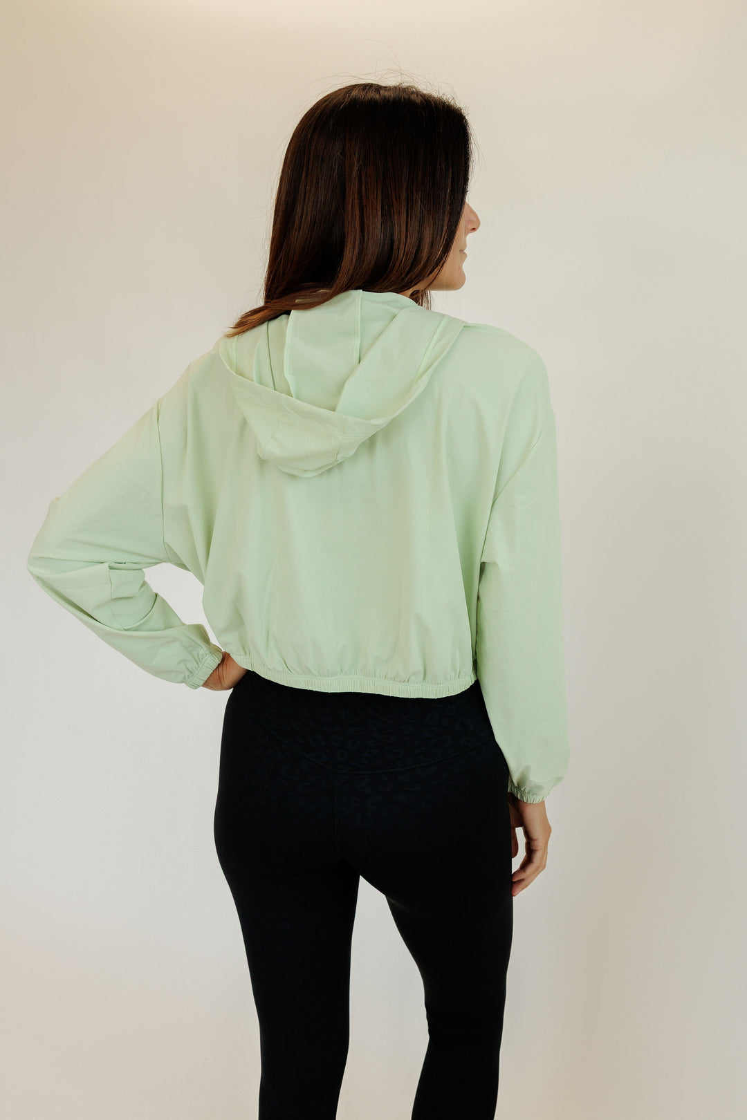 Mint Green "Isla" Lightweight Drawstring Hooded Full Zip Jacket