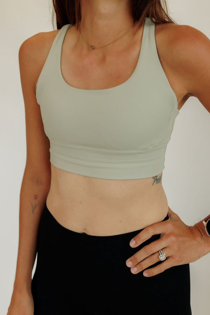 Stone Green "Amelia" Strappy Back Sports Bra