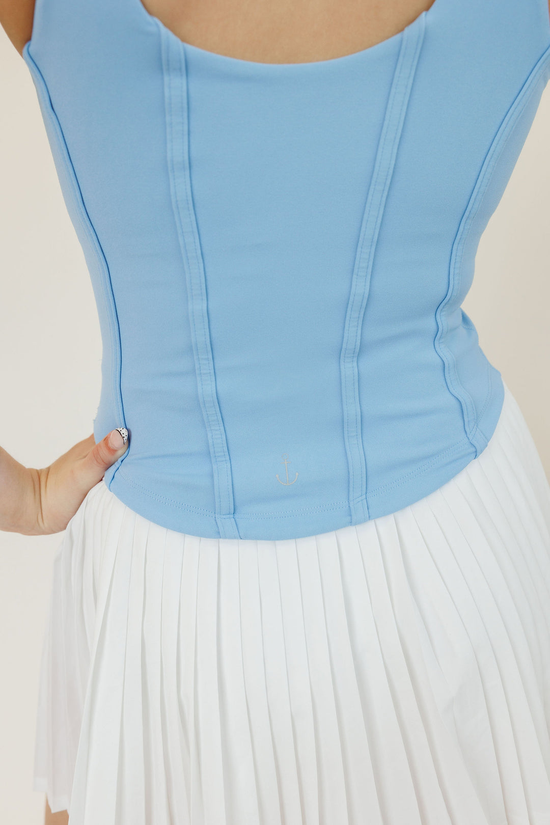 Spring Blue "Raven" Corset Bra Tank Racerback Tank with Removable Pads