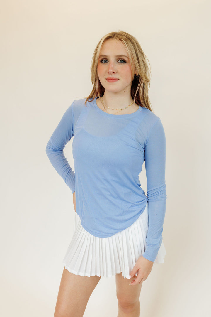 Soft Blue "Mindy" Long Sleeve Lightweight Top
