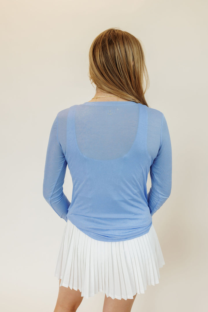 Soft Blue "Mindy" Long Sleeve Lightweight Top