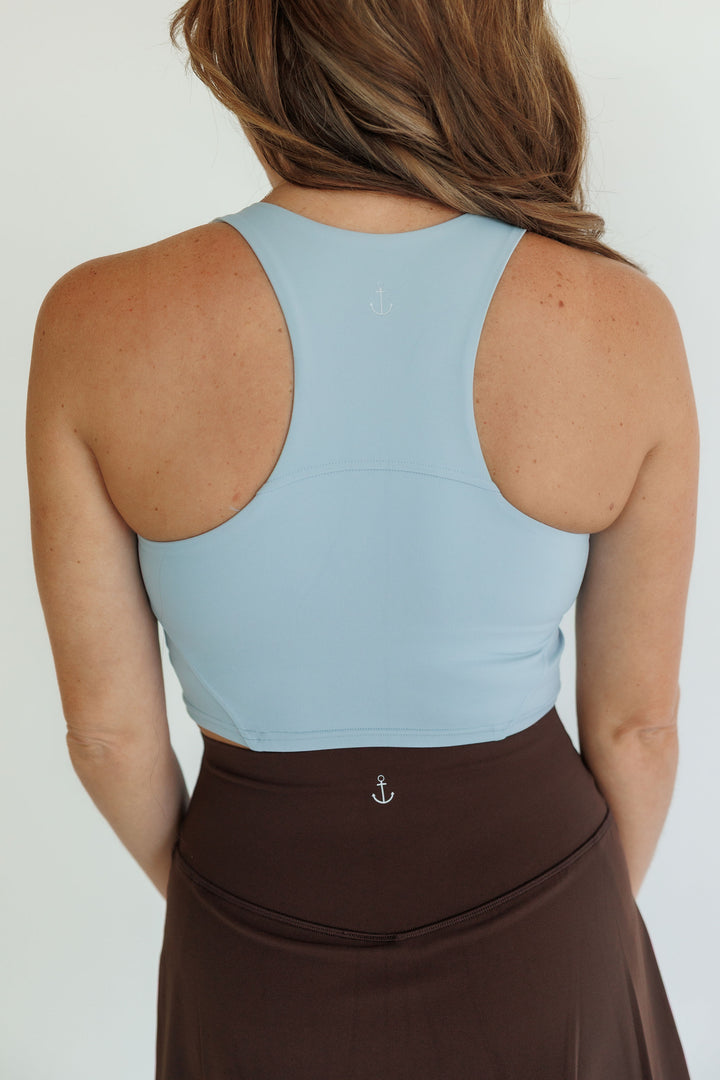 Steel Blue "Bailee" Hi Neck Racerback Bra
