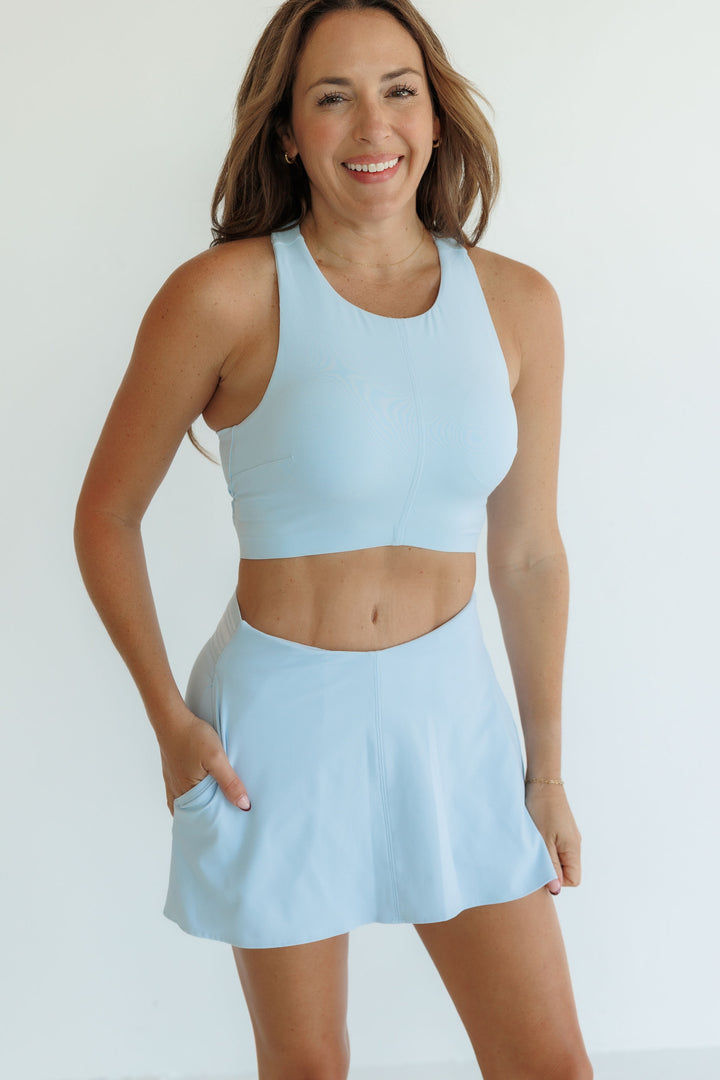 Windmill Blue  "Cora " Racerback Longline Sports Bra
