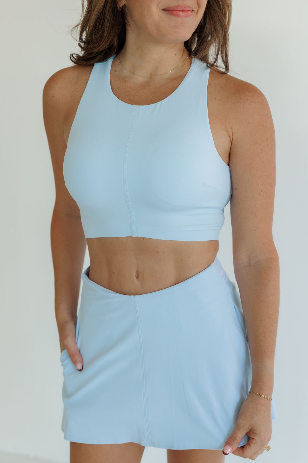 Windmill Blue  "Cora " Racerback Longline Sports Bra