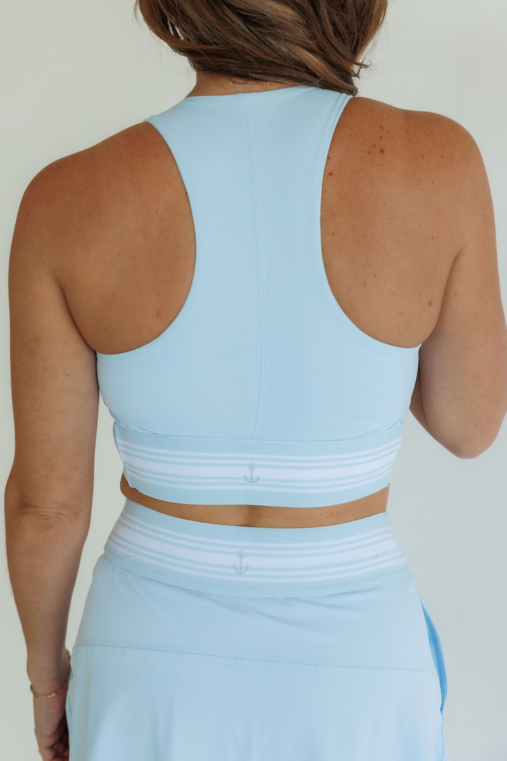 Windmill Blue  "Cora " Racerback Longline Sports Bra