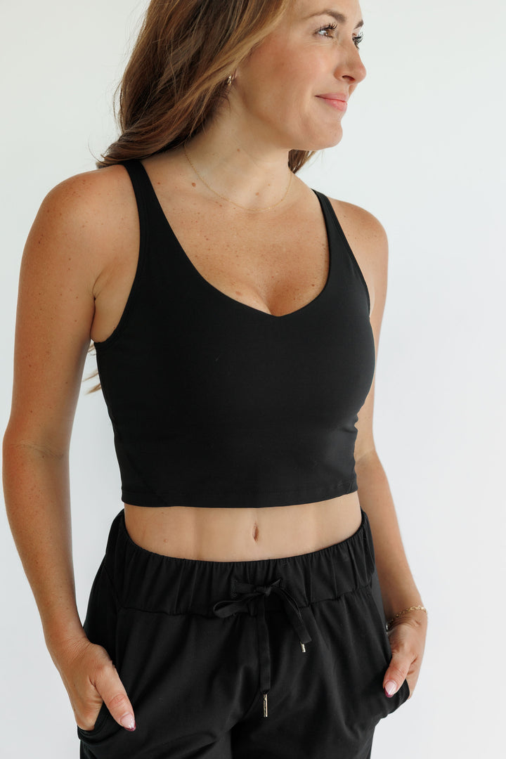 Black "Arabelle" Longline Luxe Sports Bra