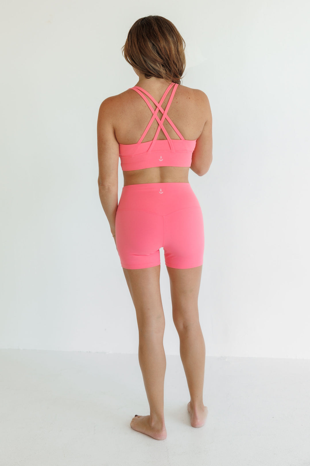 Cherry Blossom Pink "Kate" Comfort High Rise Quick Dry Second Skin Shorts- 4 Inch Inseam