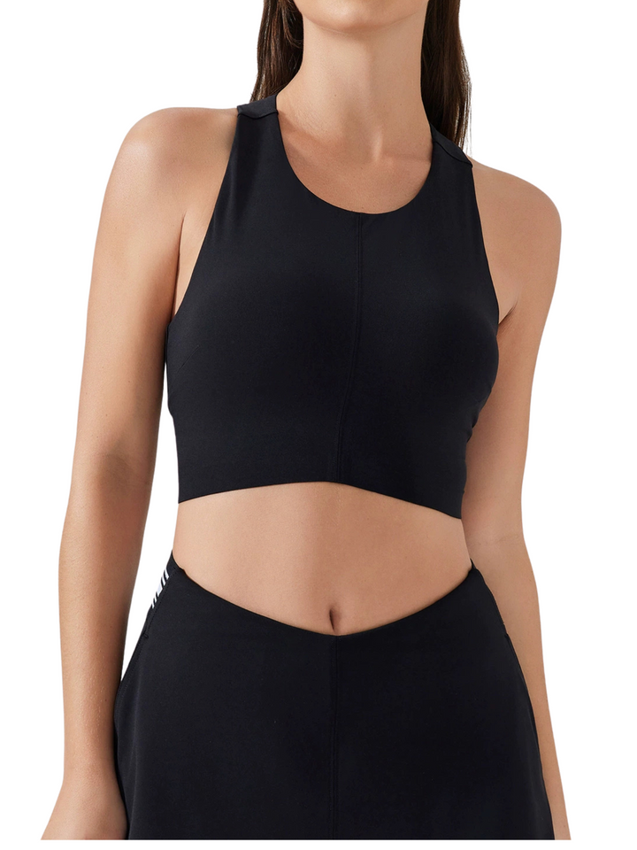 Black "Cora " Racerback Longline Sports Bra