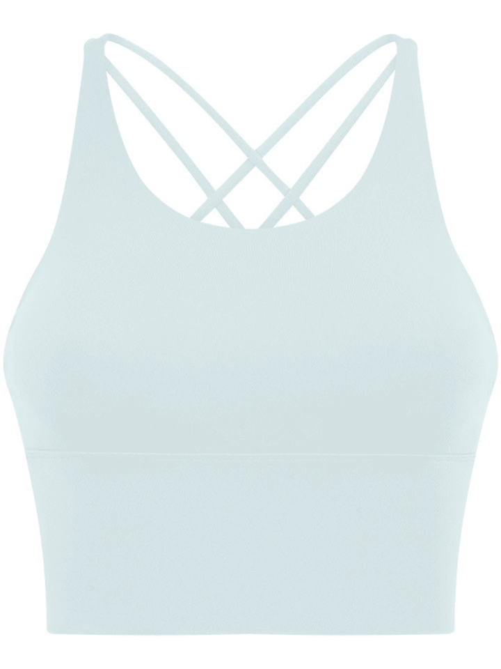 Cloud Blue "Elizabeth" Open Back Longline Sports Bra