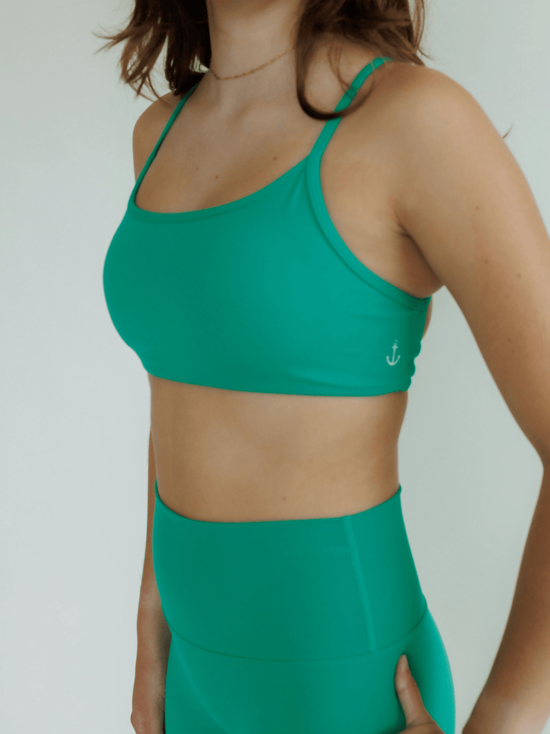 Kelly Green "Olivia" Open Back Low Impact Sports Bra with Removable Pads