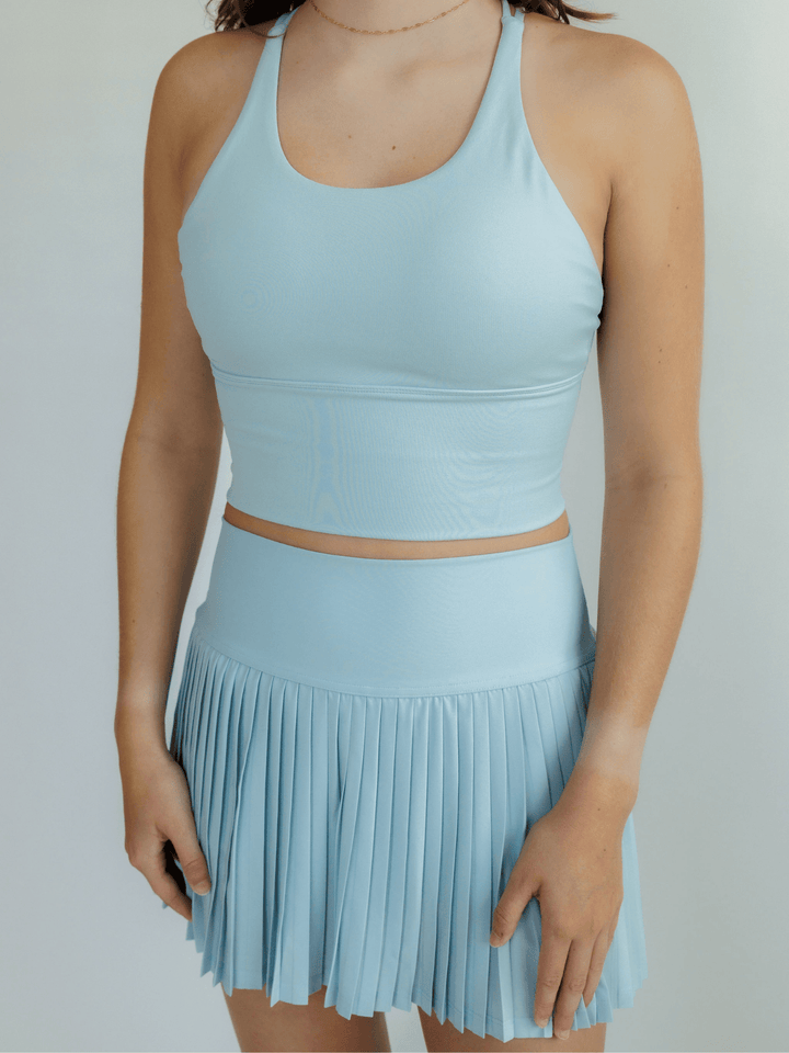 Cloud Blue "Elizabeth" Open Back Longline Sports Bra