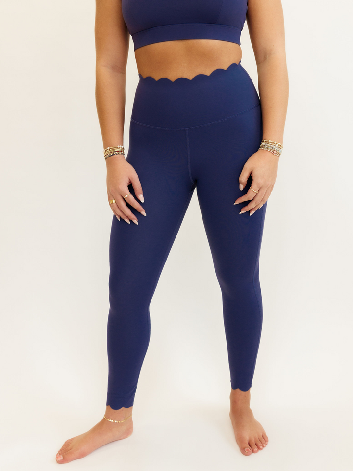 Midnight Blue Scarlett Scallop Leggings