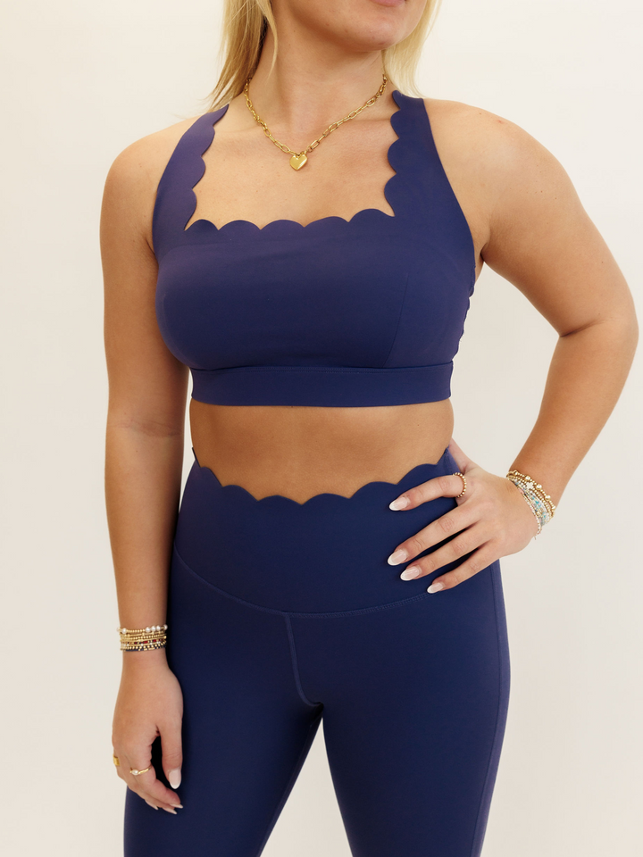 Midnight Blue Scarlett Scallop Sports Bra