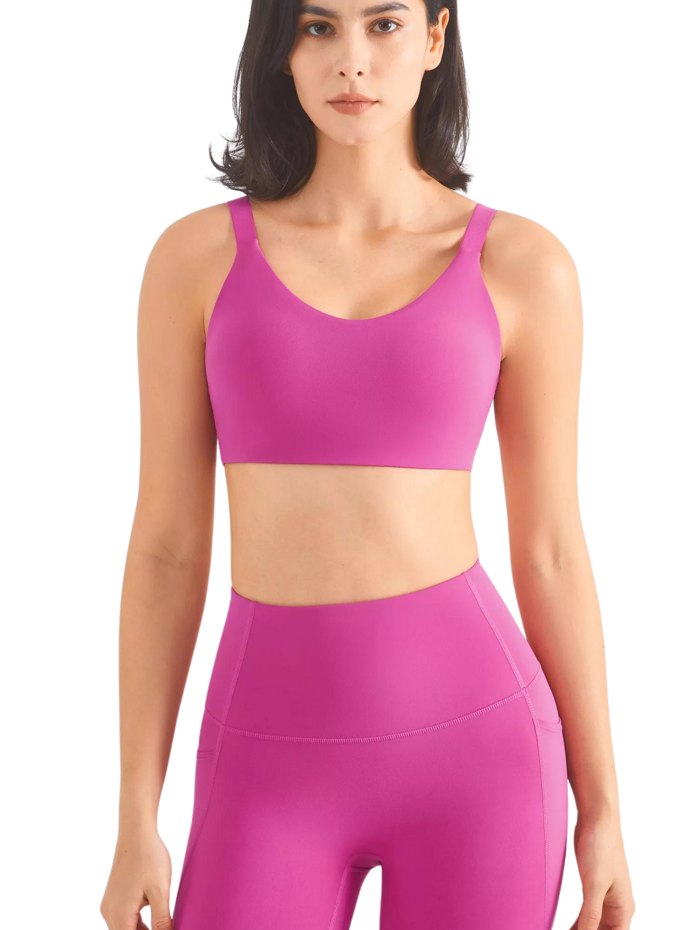 Navalora Fit Everyday Comfortable and Supportive Sports Bra with Adjustable Straps in Lychee Pink Front View