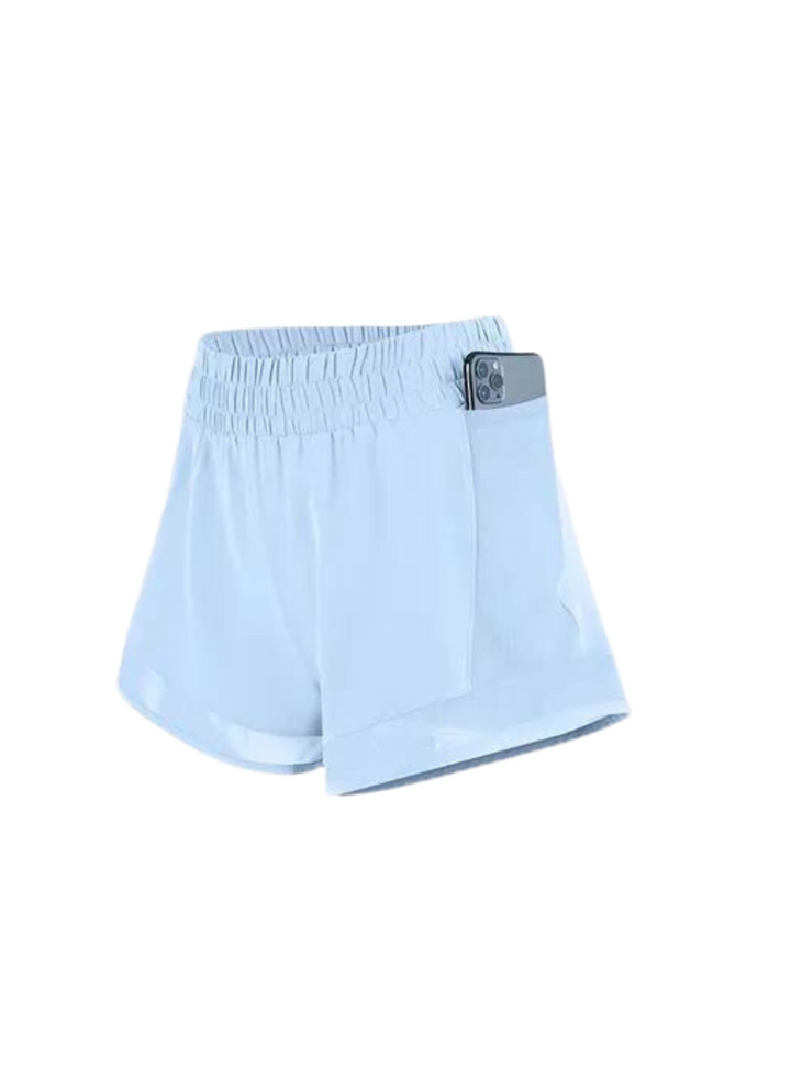 Baby Blue "Natalie" Mesh Pocket Shorts with Liner