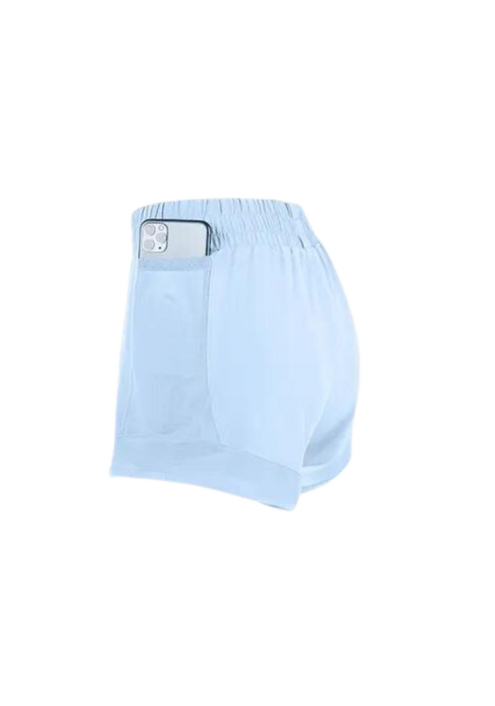 Baby Blue "Natalie" Mesh Pocket Shorts with Liner